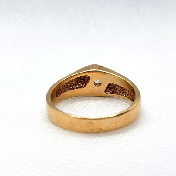 RS Covenant Men's Gold Plated and Black Enamel Ring with Cubic Zirconia  Size 10 - Picture 2 of 3